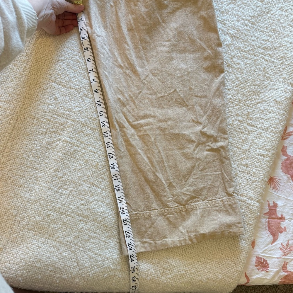Free People Tan Linen Cropped Wide Leg Pants 0 - Picture 6 of 8